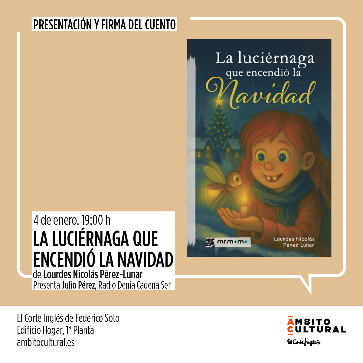 Presentación cuento "La Luciérnaga que encendió la Navidad" de Lourdes Nicolás Pérez-Lunar